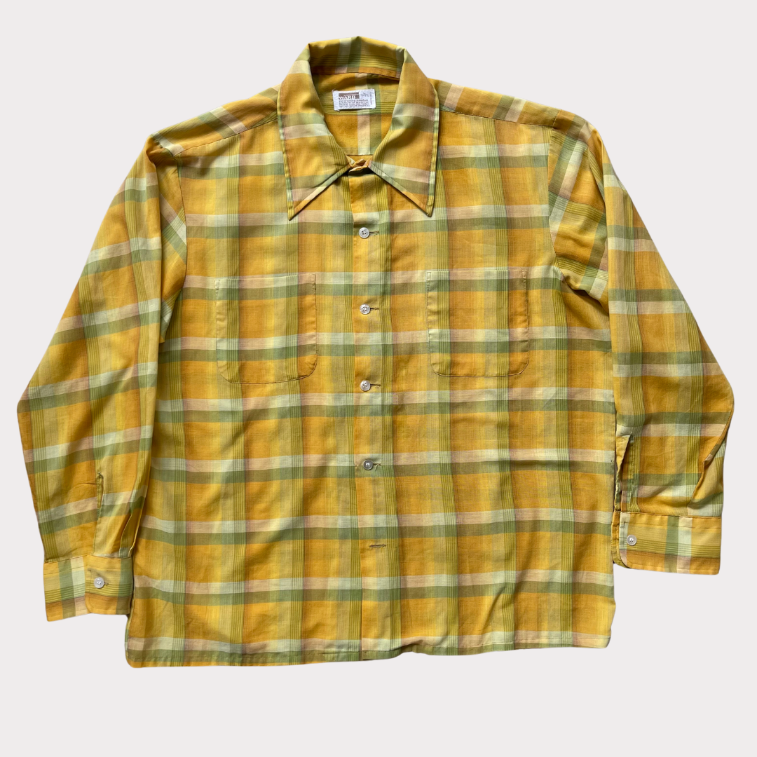 1970’s Montgomery Ward Green and Yellow Plaid Shirt