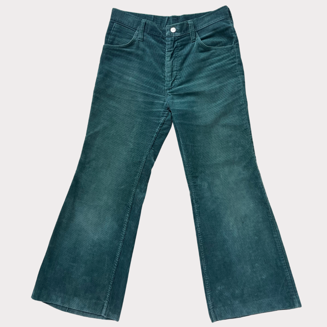 1970’s Green Corduroy Wrangler Blue Bell Trousers