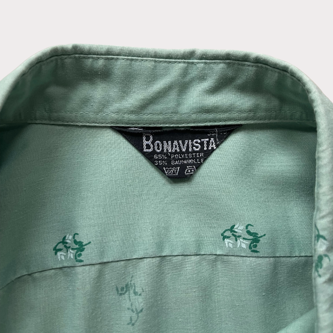 1970’s Sage Green Shirt with Flower Detail