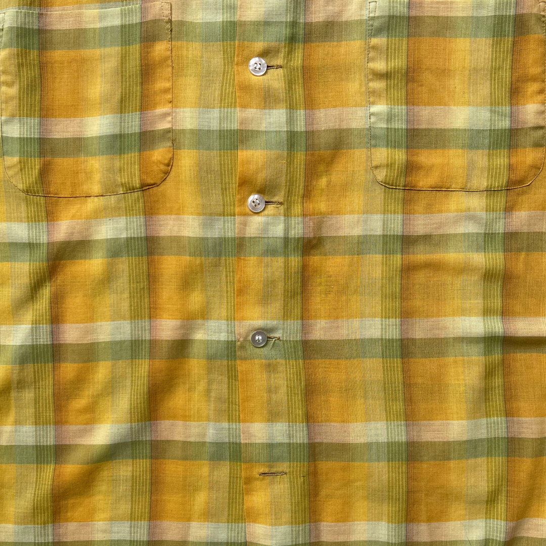 1970’s Montgomery Ward Green and Yellow Plaid Shirt