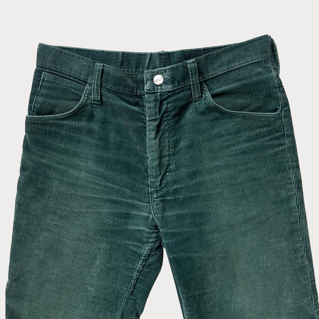 1970’s Green Corduroy Wrangler Blue Bell Trousers