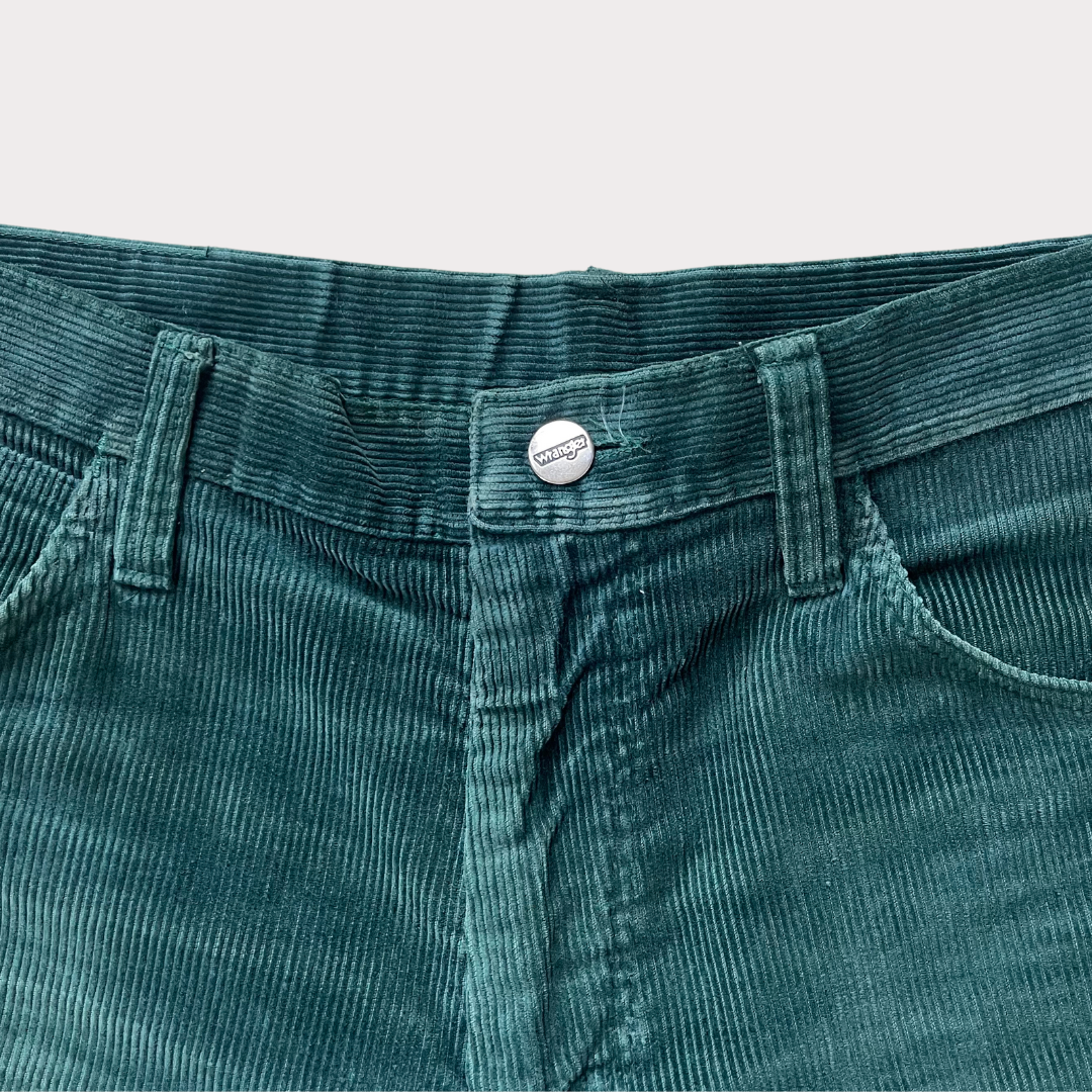 1970’s Green Corduroy Wrangler Blue Bell Trousers