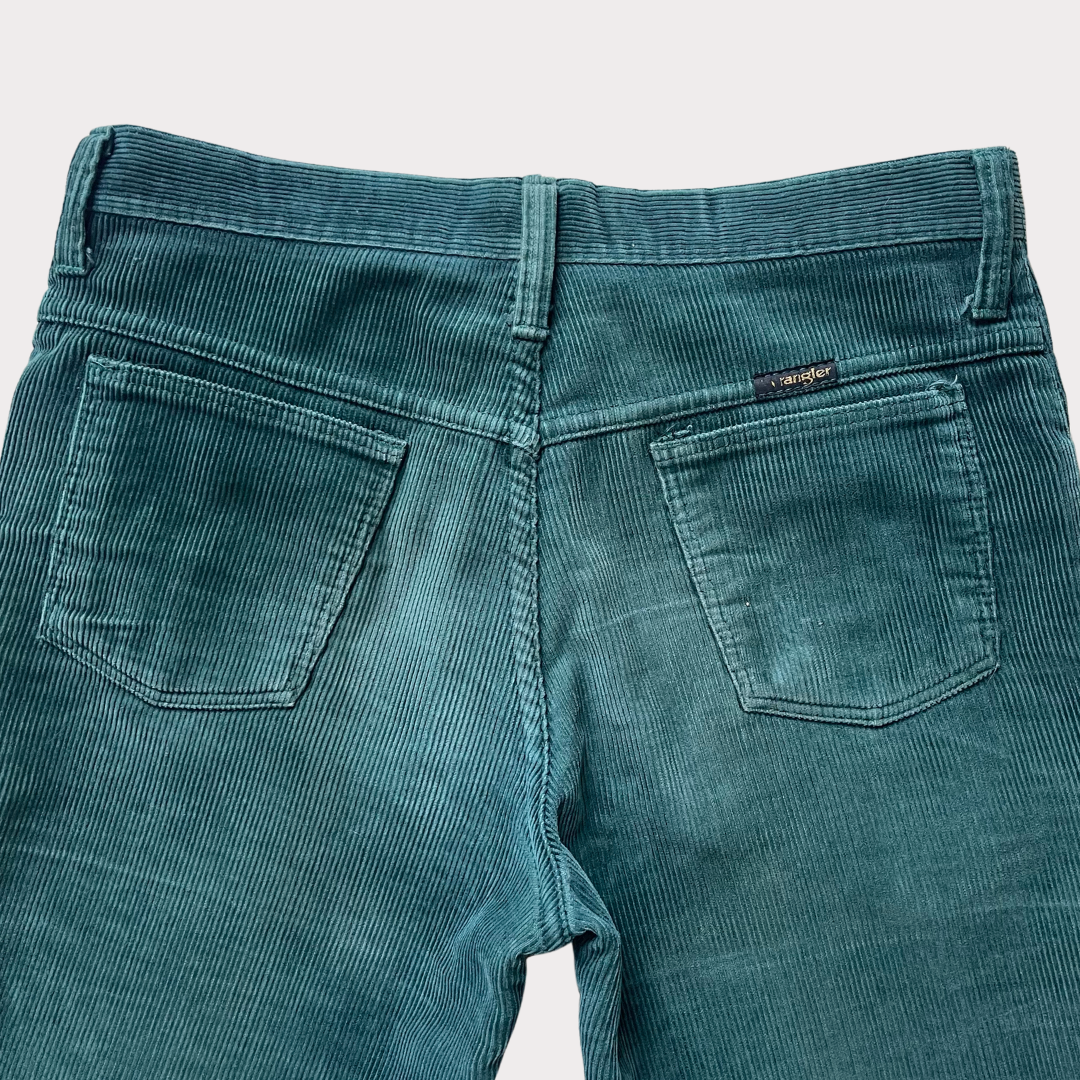 1970’s Green Corduroy Wrangler Blue Bell Trousers