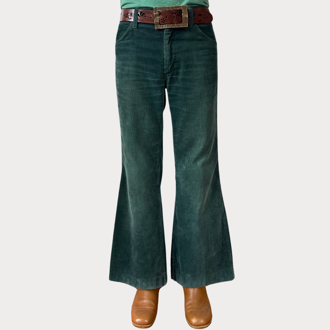 Green Corduroy Wrangler Blue Bell Trousers