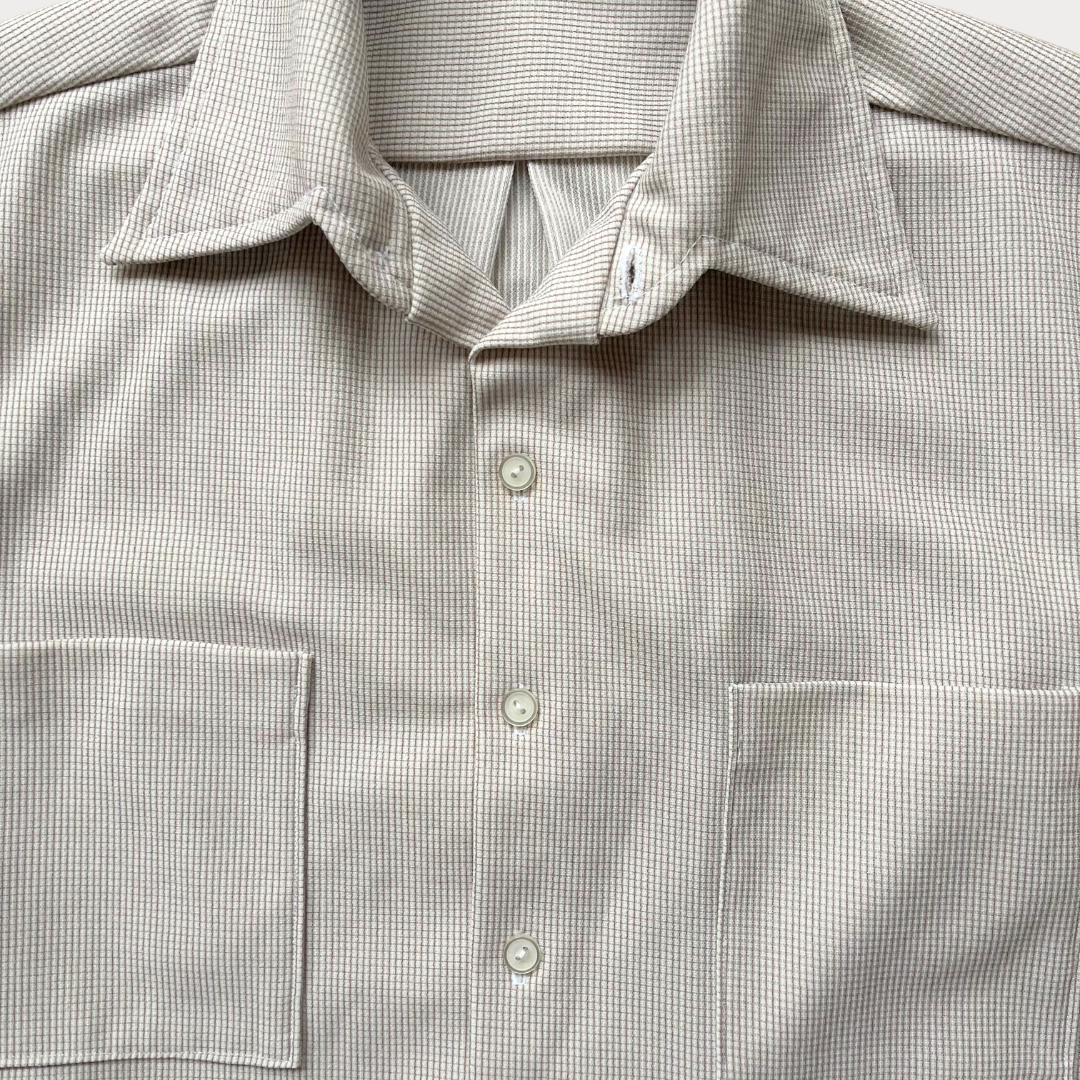 White and Brown Pin Check 1970’s Shirt