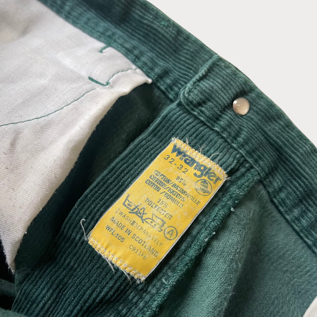 Green Corduroy Wrangler Blue Bell Trousers